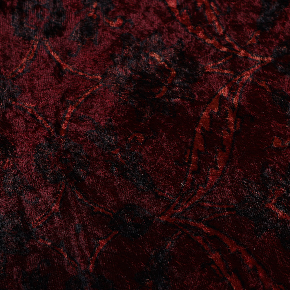 Red - Block Printed Velvet Natural Dyed Ajrakh Fabric 08