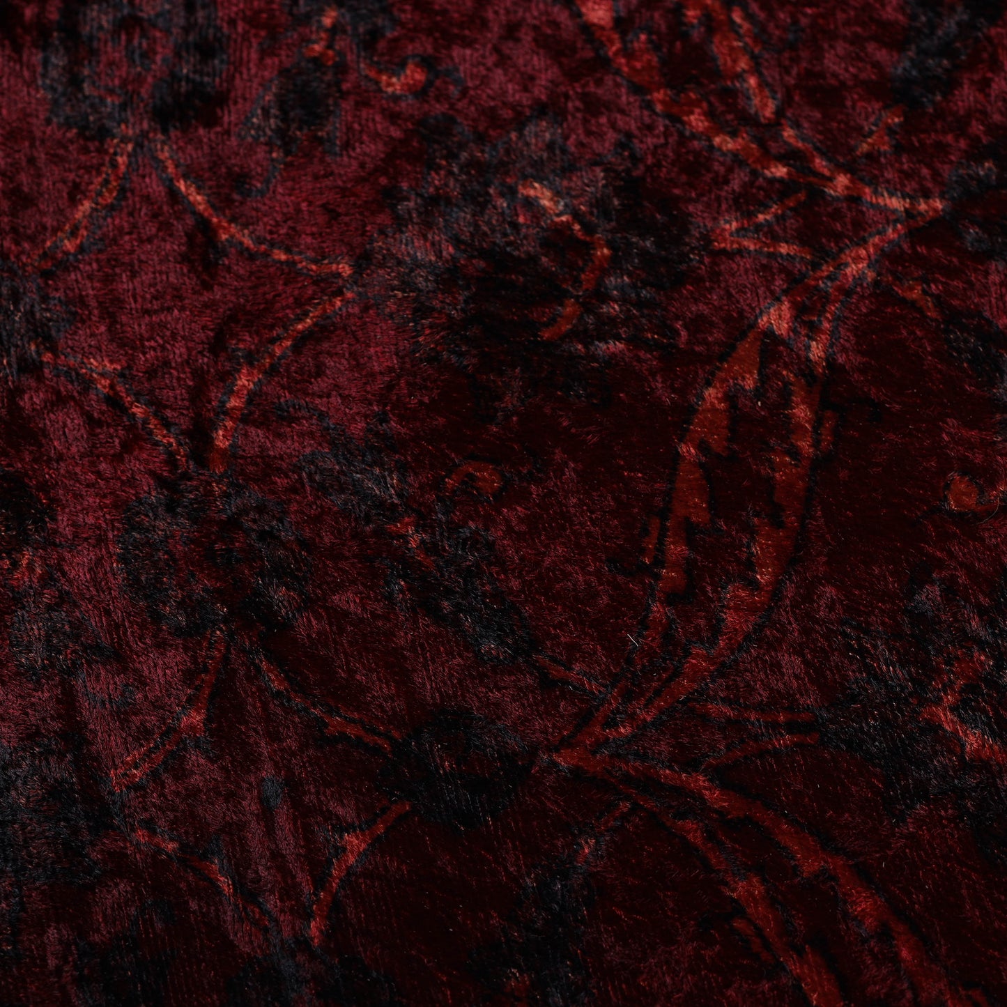 Red - Block Printed Velvet Natural Dyed Ajrakh Fabric 08