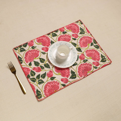 Hand Embroidered Floral Cotton Reversible Table Mat 33