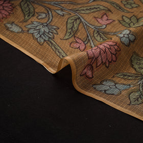 Handpainted Srikalahasti Pen Work Natural Dyed Kalamkari Kota Doria Silk Fabric 01