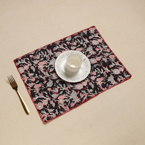 Hand Embroidered Floral Cotton Reversible Table Mat 34