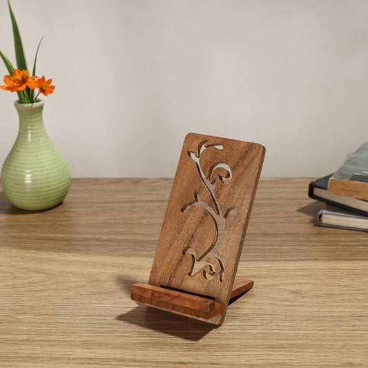 Handcarved Acacia Wood Mobile Stand 07