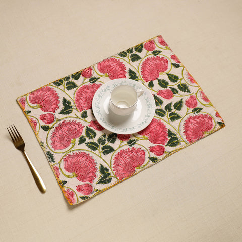 Hand Embroidered Floral Cotton Reversible Table Mat 35