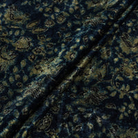 Blue - Block Printed Velvet Natural Dyed Ajrakh Fabric 12