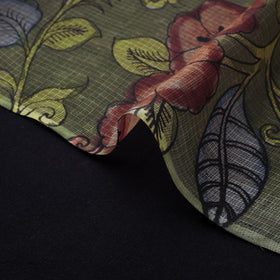 Handpainted Srikalahasti Pen Work Natural Dyed Kalamkari Kota Doria Silk Fabric 03