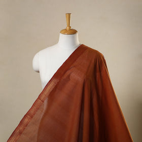 Brown Handloom Mangalagiri Cotton Fabric with Zari Border