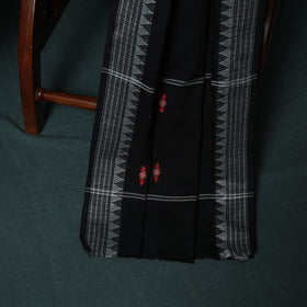 Red - Sambalpuri Ikat Embroidered Cotton 3pc Unstitched Dress Material Suit Set 06