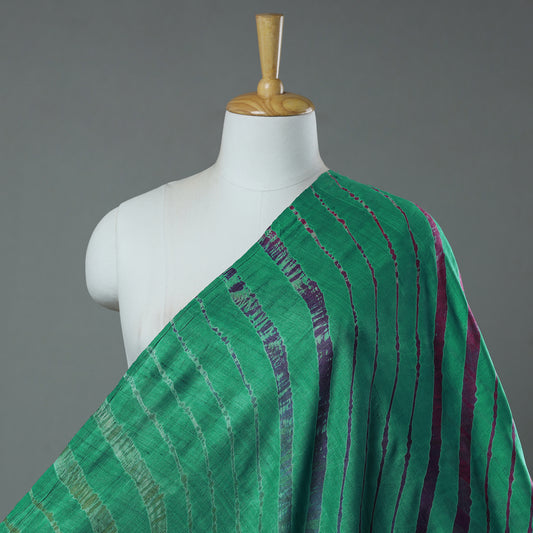Green - Leheriya Tie-Dye Tussar Silk Handloom Fabric 91