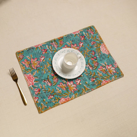 Hand Embroidered Floral Cotton Reversible Table Mat 42