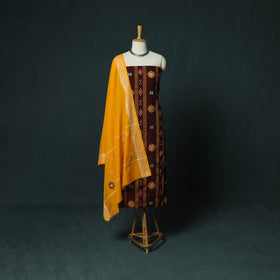 Sambalpuri Ikat Embroidered Cotton 3pc Unstitched Dress Material Suit Set 02