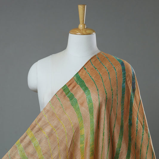 Brown - Leheriya Tie-Dye Tussar Silk Handloom Fabric 83