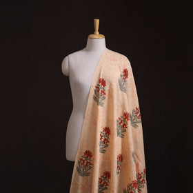Handwoven Merino Wool Floral Hand Block Sanganeri Print Fabric 02