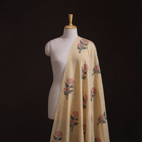 Handwoven Merino Wool Floral Hand Block Sanganeri Print Fabric 03