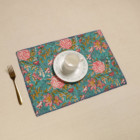 Hand Embroidered Floral Cotton Reversible Table Mat 46