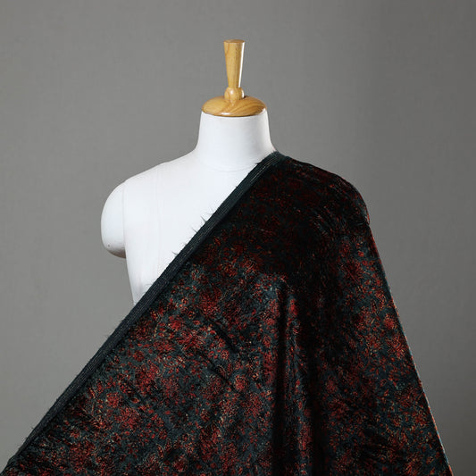 Red - Block Printed Velvet Natural Dyed Ajrakh Fabric 06