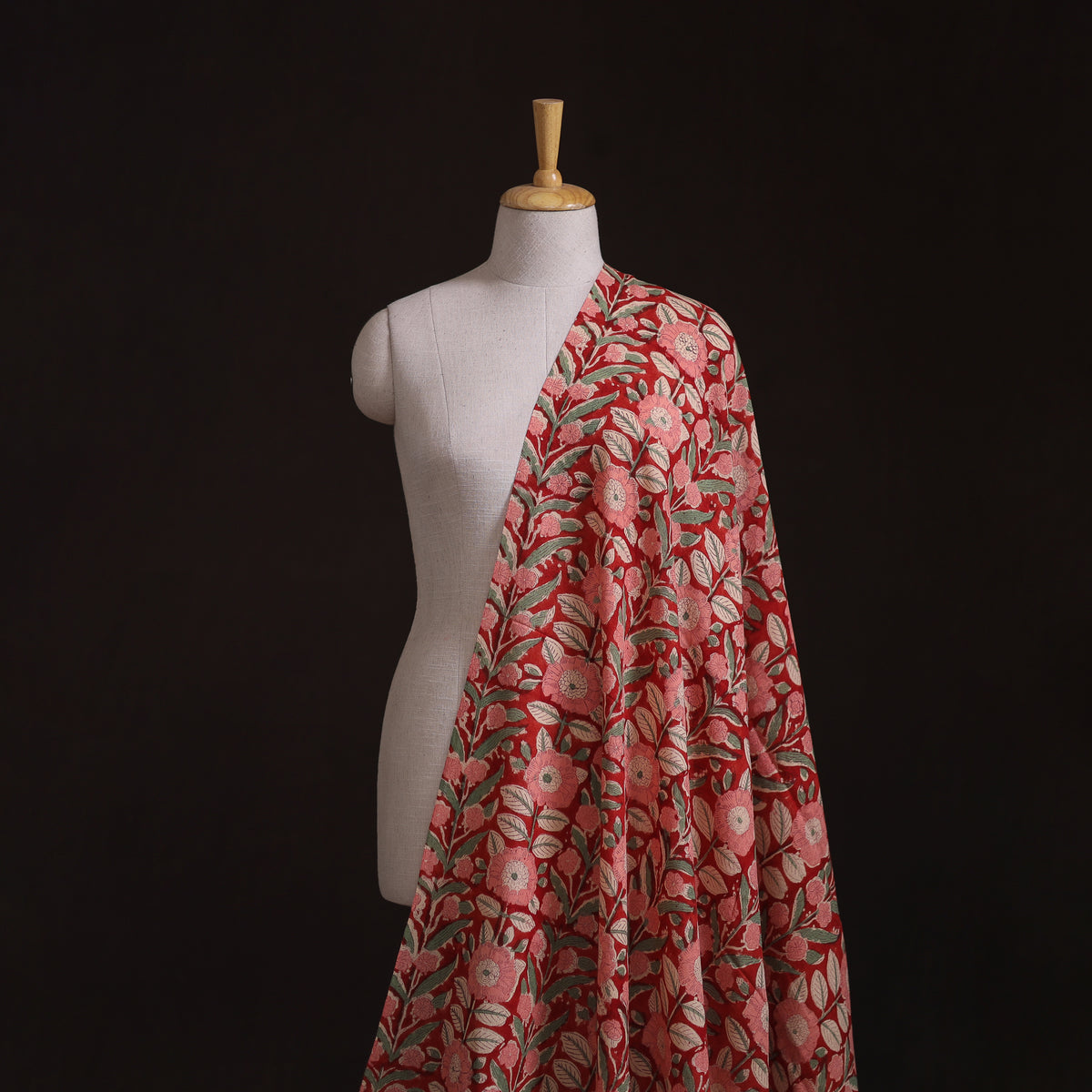 Handwoven Merino Wool Floral Hand Block Sanganeri Print Fabric 07