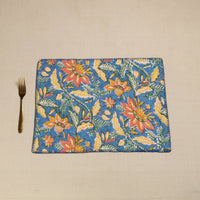 Blue - Hand Embroidered Floral Cotton Reversible Table Mat 47