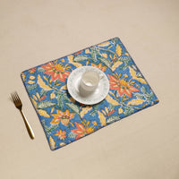 Blue - Hand Embroidered Floral Cotton Reversible Table Mat 47