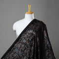 Buy Black Block Printed Velvet Natural Dyed Ajrakh Fabric