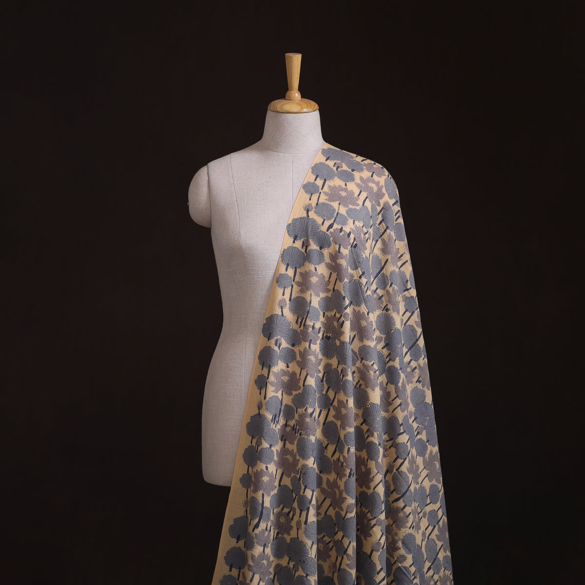 Handwoven Merino Wool Floral Hand Block Sanganeri Print Fabric 11