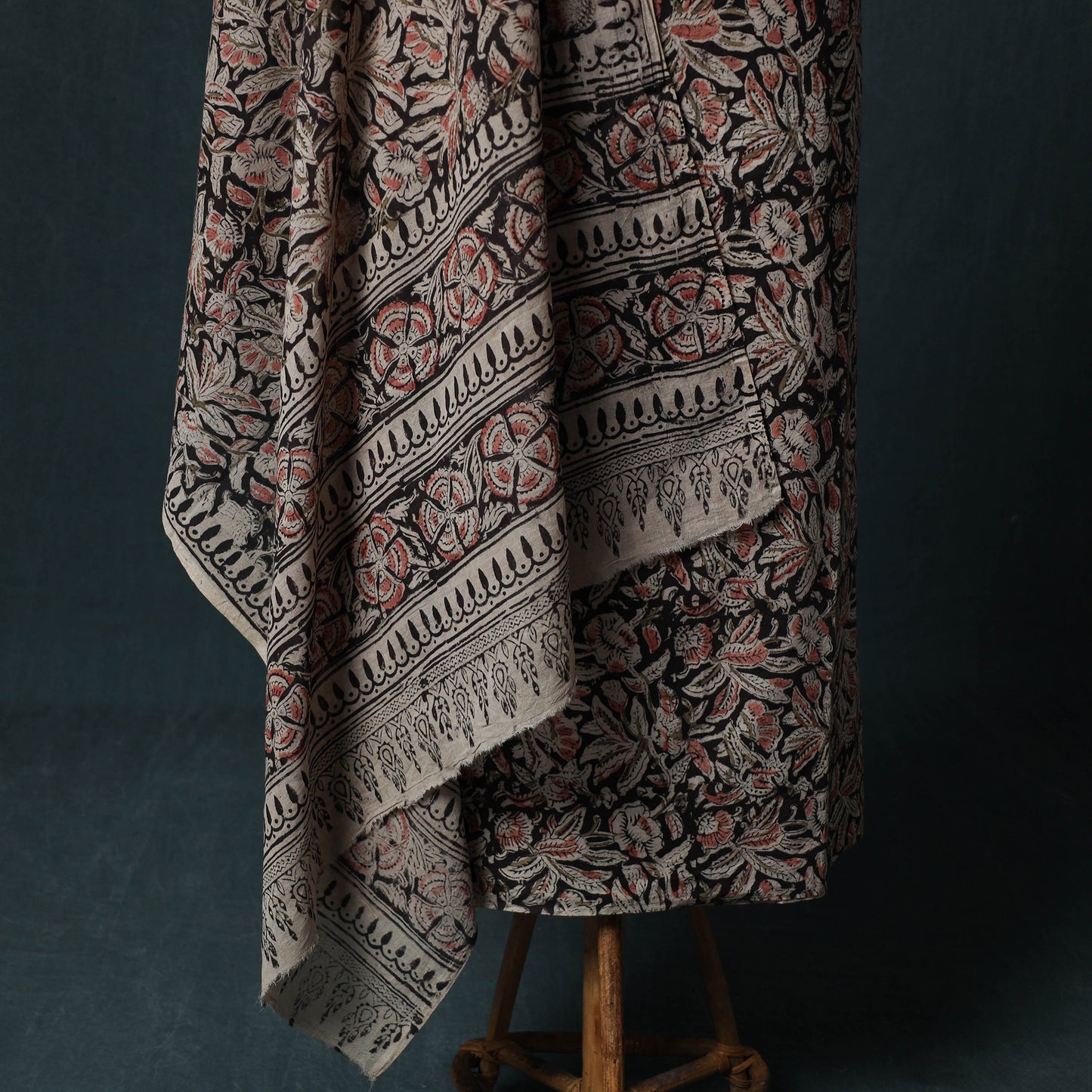 Beige - Kalamkari Hand Block Print Natural Dyed Cotton 2pc Unstitched Dress Material Kurta Set 15