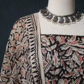 Beige - Kalamkari Hand Block Print Natural Dyed Cotton 2pc Unstitched Dress Material Kurta Set 15