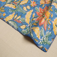 Blue - Hand Embroidered Floral Cotton Reversible Table Mat 47