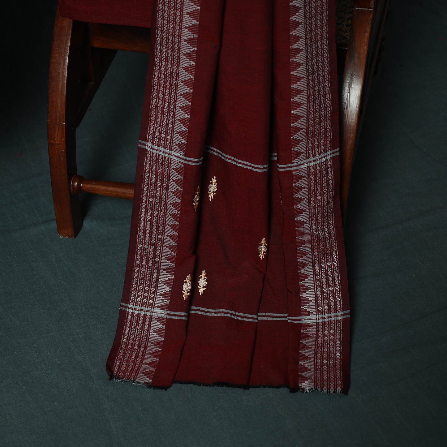 Sambalpuri Ikat Embroidered Cotton 3pc Unstitched Dress Material Suit Set 07