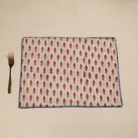 Blue - Hand Embroidered Floral Cotton Reversible Table Mat 47