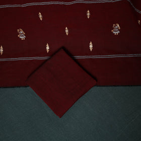 Sambalpuri Ikat Embroidered Cotton 3pc Unstitched Dress Material Suit Set 07