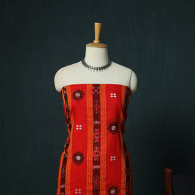 Sambalpuri Ikat Embroidered Cotton 3pc Unstitched Dress Material Suit Set 08
