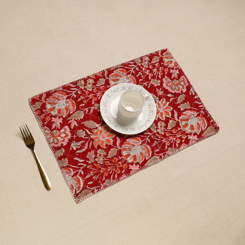 Hand Embroidered Floral Cotton Reversible Table Mat 49