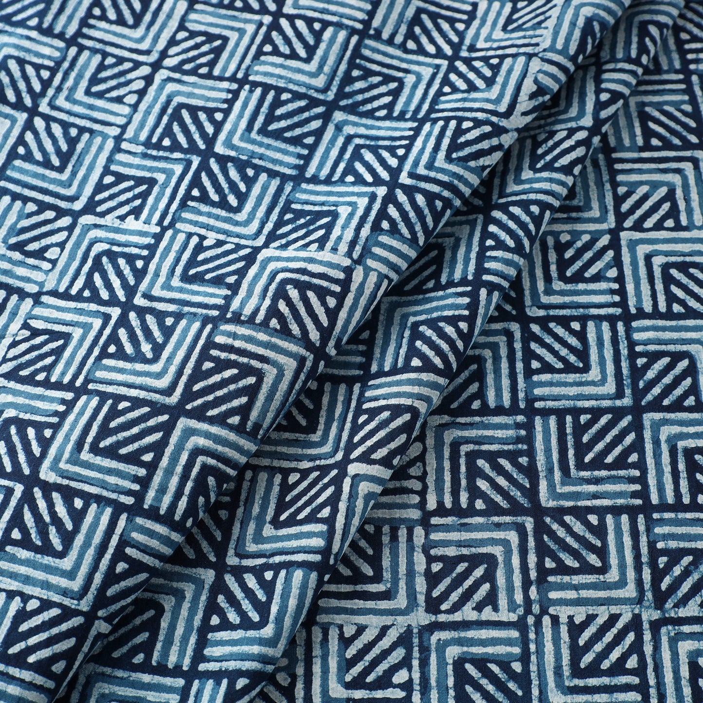 Block Printed Cotton Indigo Dabu Bagru Fabric 03