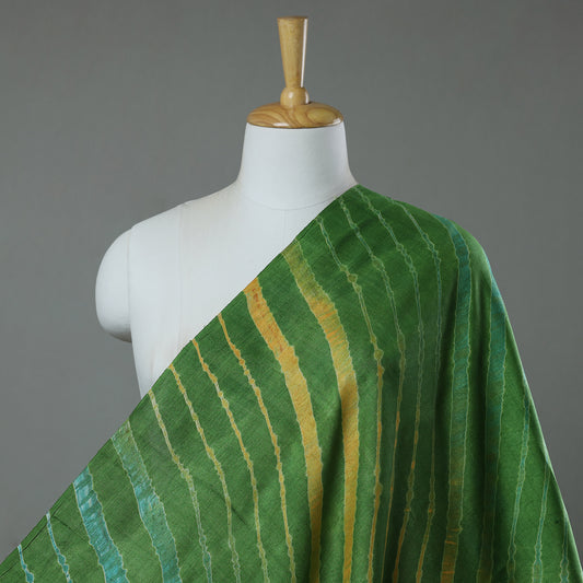 Green - Leheriya Tie-Dye Tussar Silk Handloom Fabric 49