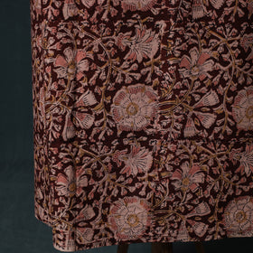 Brown - Kalamkari Hand Block Print Natural Dyed Cotton 2pc Unstitched Dress Material Kurta Set 18