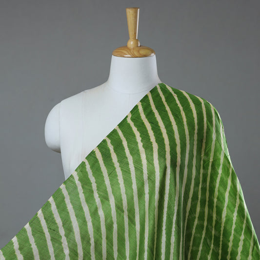 Green - Leheriya Tie-Dye Tussar Silk Handloom Fabric 45