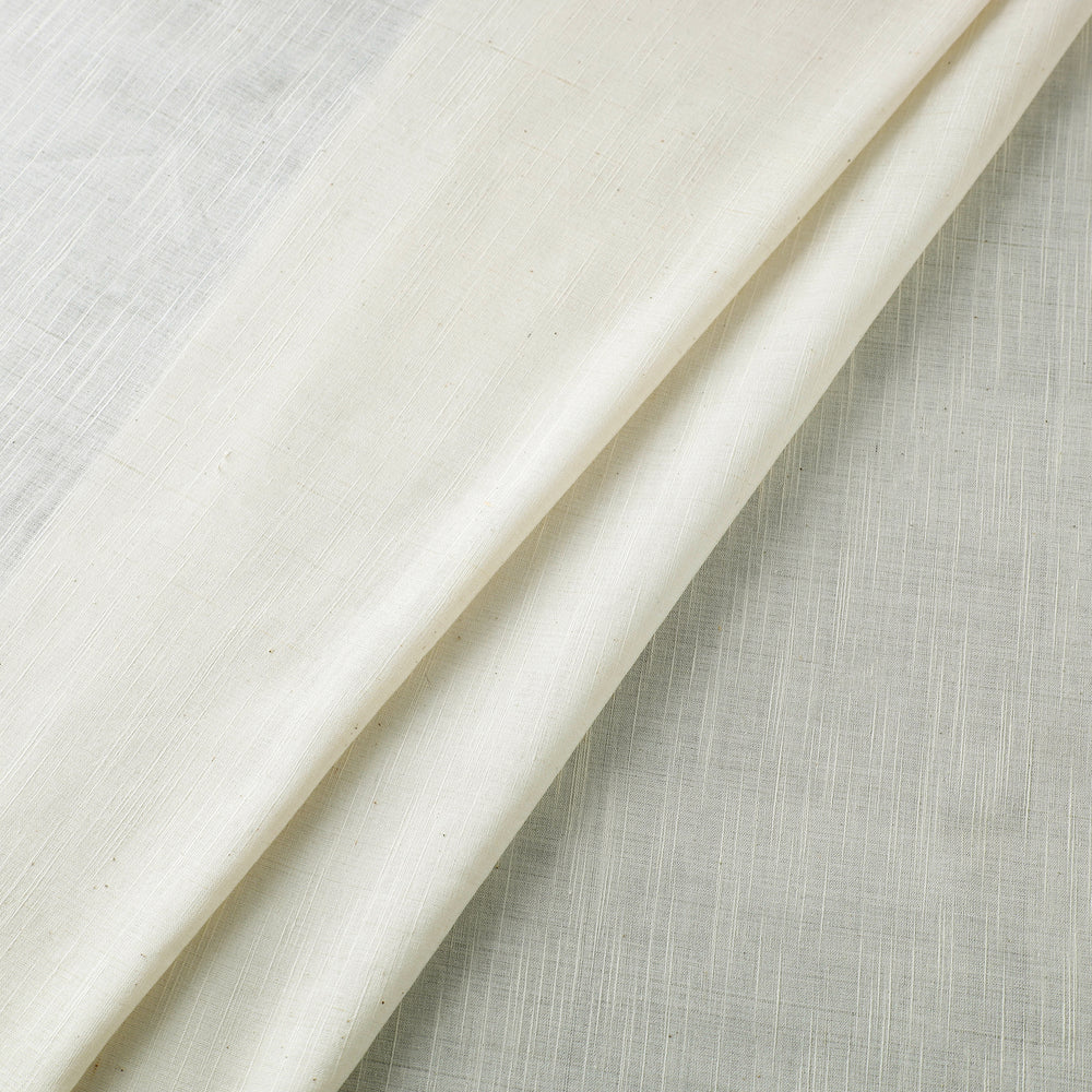 Off White - Bamboo Slub Cotton Plain Handloom Fabric