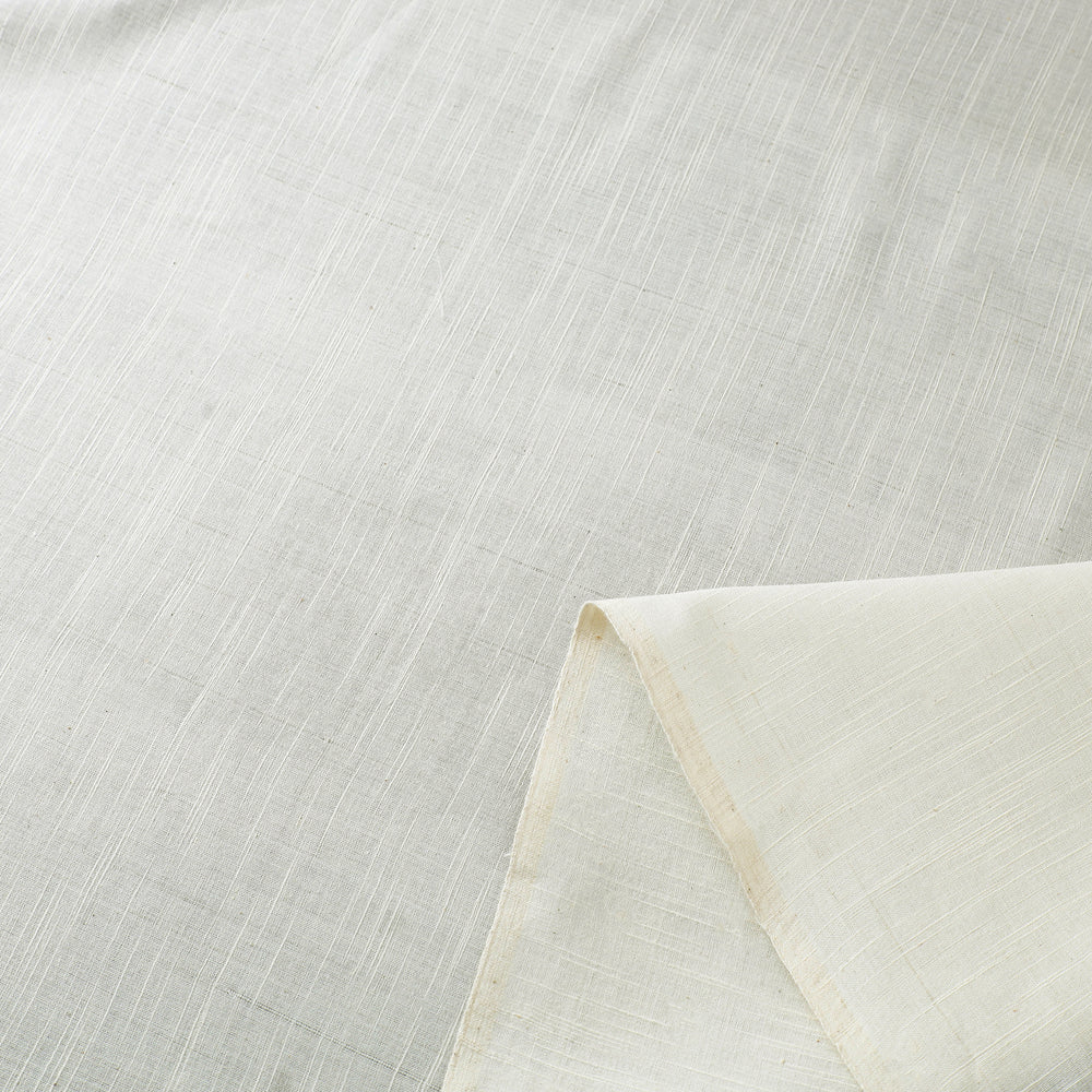 Off White - Bamboo Slub Cotton Plain Handloom Fabric