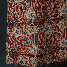 Red - Kalamkari Hand Block Print Natural Dyed Cotton 2pc Unstitched Dress Material Kurta Set 19