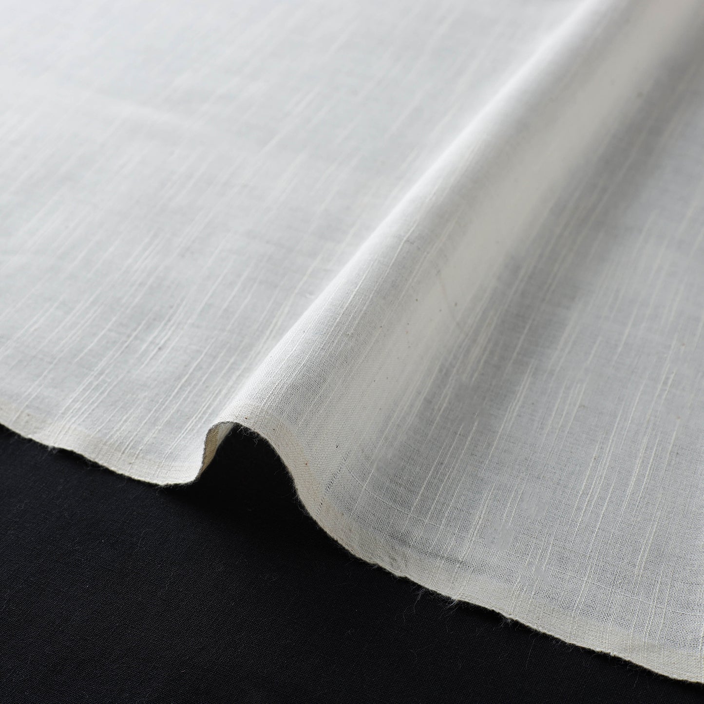 Off White - Bamboo Slub Cotton Plain Handloom Fabric