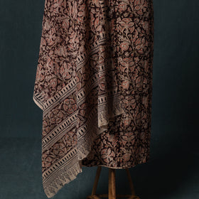 Brown - Kalamkari Hand Block Print Natural Dyed Cotton 2pc Unstitched Dress Material Kurta Set 20