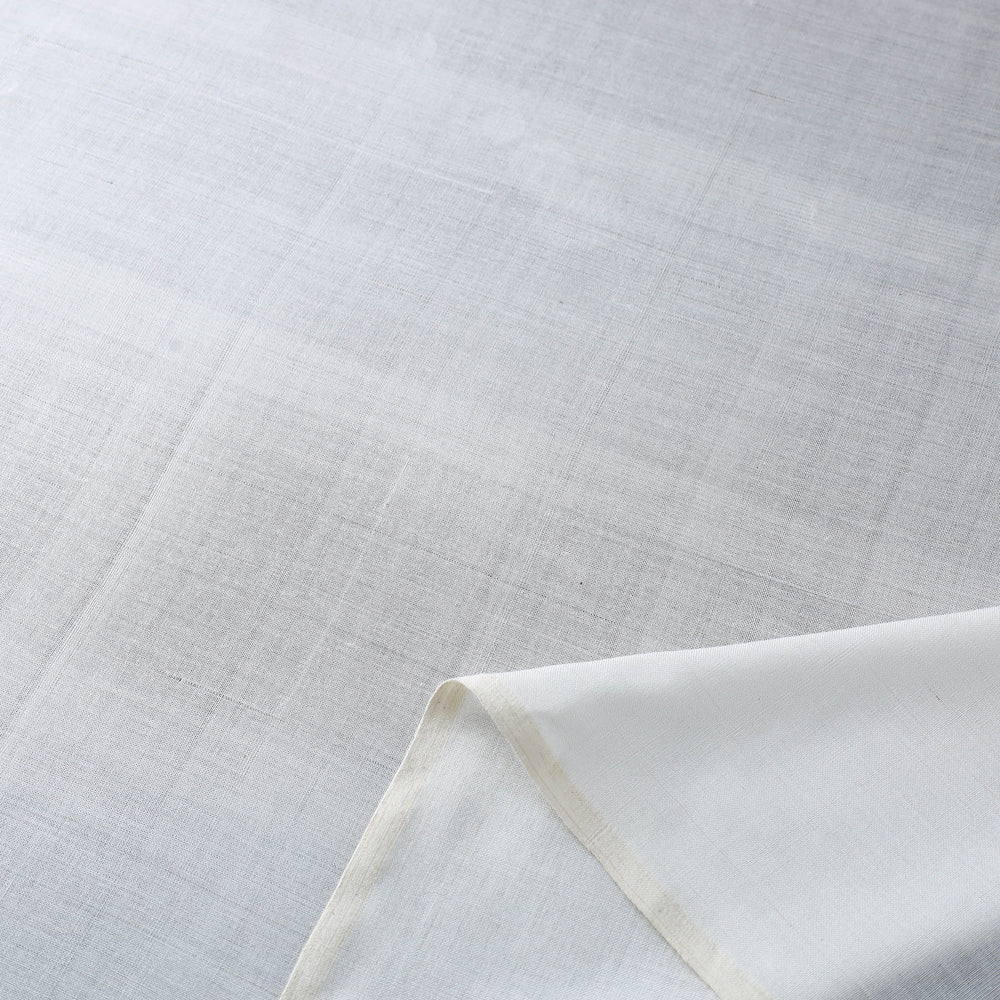 White - Bamboo Cotton Plain Handloom Fabric