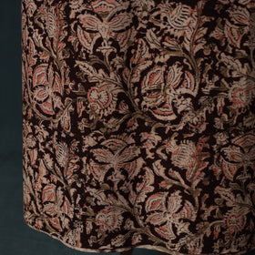 Brown - Kalamkari Hand Block Print Natural Dyed Cotton 2pc Unstitched Dress Material Kurta Set 20