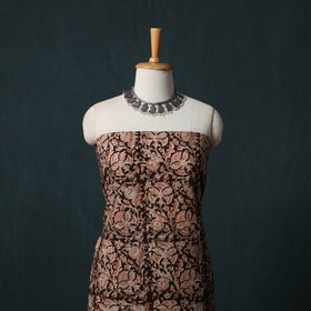 Brown - Kalamkari Hand Block Print Natural Dyed Cotton 2pc Unstitched Dress Material Kurta Set 20