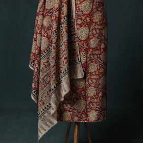 Red - Kalamkari Hand Block Print Natural Dyed Cotton 2pc Unstitched Dress Material Kurta Set 21