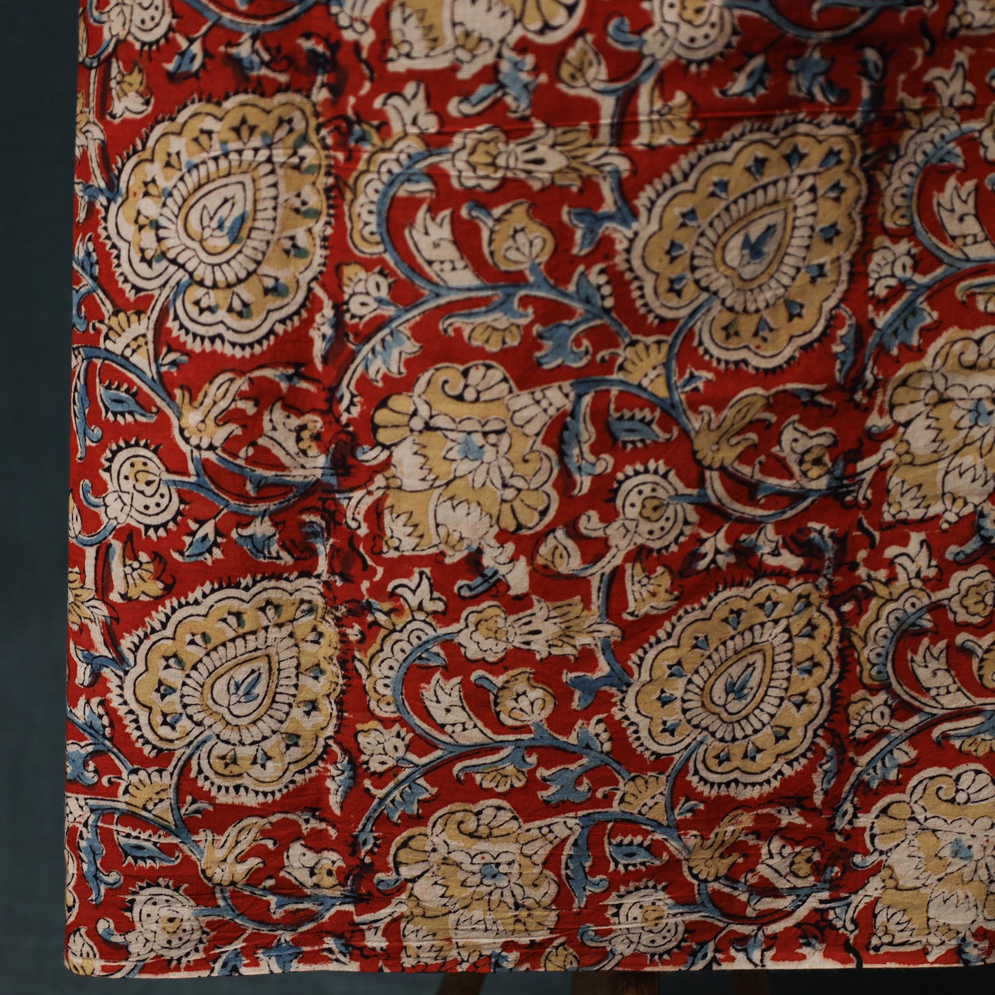 Red - Kalamkari Hand Block Print Natural Dyed Cotton 2pc Unstitched Dress Material Kurta Set 21