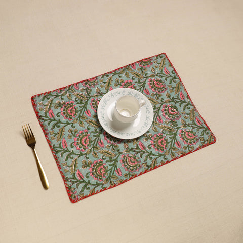 Hand Embroidered Floral Cotton Reversible Table Mat 53