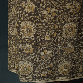 Brown - Kalamkari Hand Block Print Natural Dyed Cotton 2pc Unstitched Dress Material Kurta Set 22