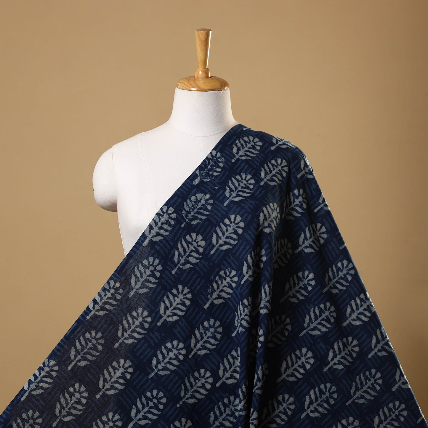 Blue Hand Block Print Cotton Indigo Bagru Fabric