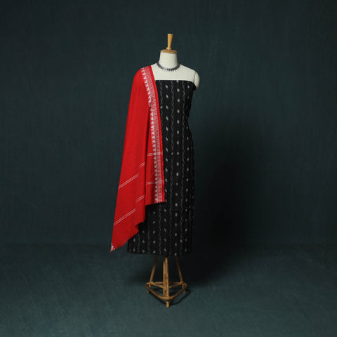 Sambalpuri Ikat Cotton 3pc Unstitched Dress Material Suit Set 13